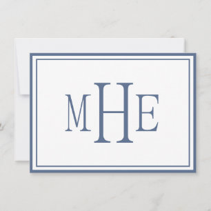 Carte De Correspondance Monogramme minimaliste bleu