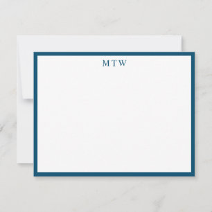 Carte De Correspondance Monogramme minimaliste Gras Carré bleu marine