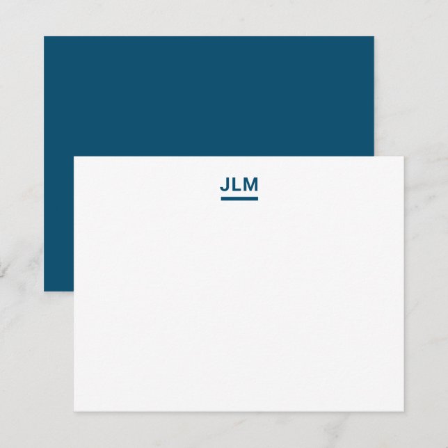 Carte De Correspondance Monogramme minimaliste Gras Marine Bleu Typographi (Devant / Derrière)