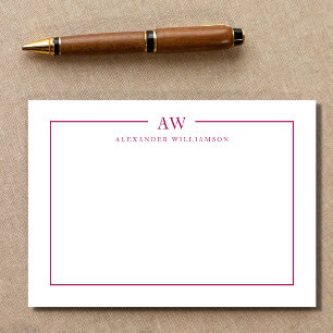 Carte De Correspondance Monogramme minimaliste Magenta Purple