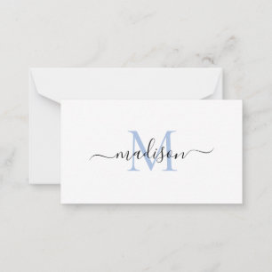 Carte De Correspondance Monogramme minimaliste Moderne Fille Script Dusty 