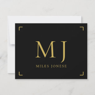 Carte De Correspondance Monogramme minimaliste noir