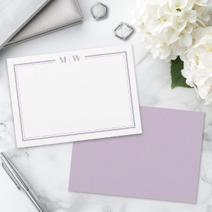 Carte De Correspondance Monogramme Minimaliste Violet