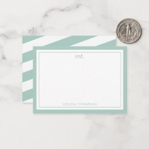 Carte De Correspondance Monogramme moderne à double bordure verte
