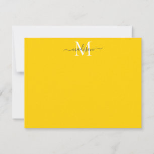 Carte De Correspondance Monogramme moderne élégante pour fille Jaune clair