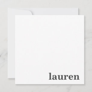 Carte De Correspondance Monogramme moderne et chic Nom du charbon de bois