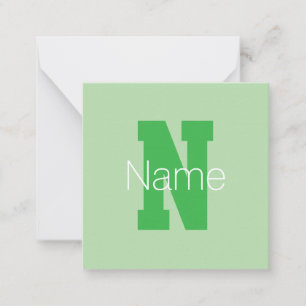 Carte De Correspondance Monogramme Moderne Gras   Vert Pâle et Kelly