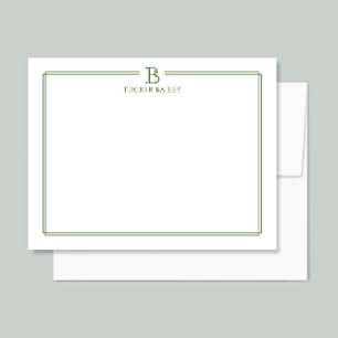 Carte De Correspondance Monogramme Moderne Initiale Bordure Fine Professio