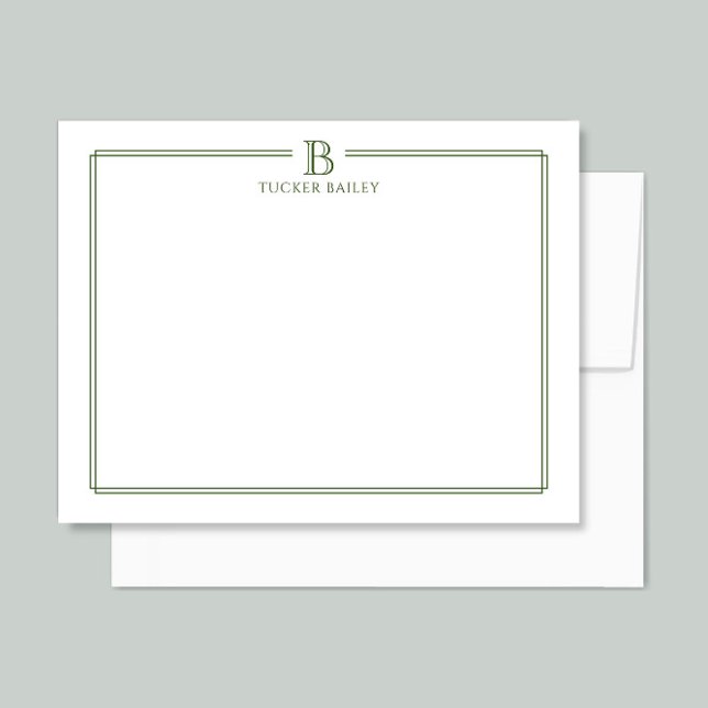 Carte De Correspondance Monogramme Moderne Initiale Bordure Fine Professio (Créateur téléchargé)