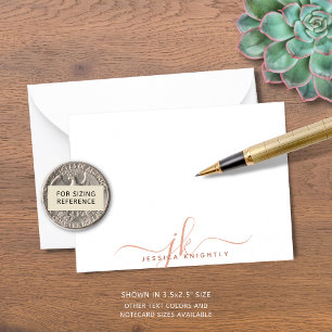 Carte De Correspondance Monogramme moderne Initiales de script Terracotta