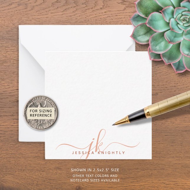 Carte De Correspondance Monogramme moderne Initiales de script Terracotta (Créateur téléchargé)