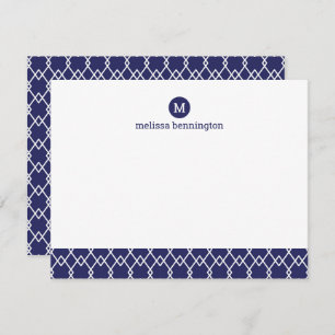 Carte De Correspondance Monogramme moderne Merci géométrique bleu