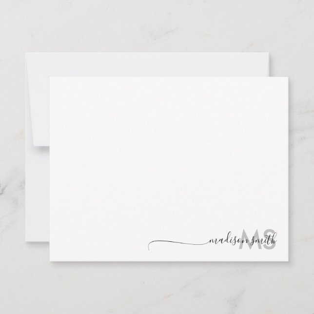 Carte De Correspondance Monogramme Moderne Minimal Nom du script (Devant)