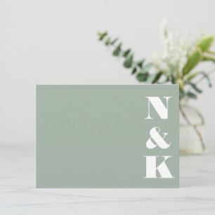 Carte De Correspondance Monogramme moderne minimaliste Dusty Sage Mariage