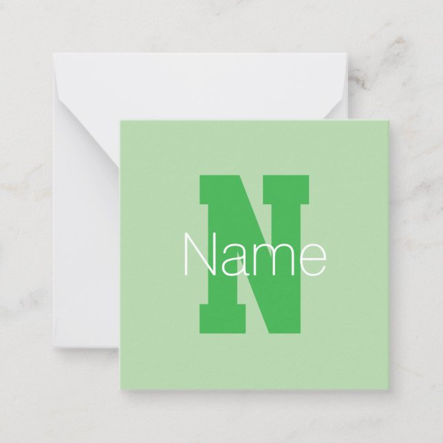 Carte De Correspondance Monogramme moderne | Pale & Kelly Green (Devant)