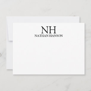 Carte De Correspondance Monogramme noir et blanc simple Moderne
