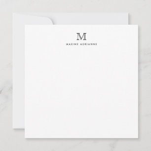 Carte De Correspondance Monogramme Noir minimaliste Classique Formal Éléga
