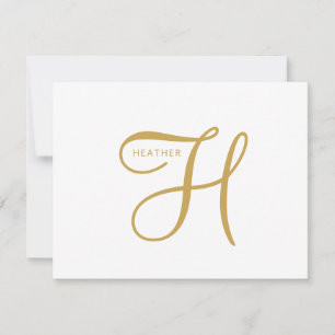 Carte De Correspondance Monogramme Or Élégant