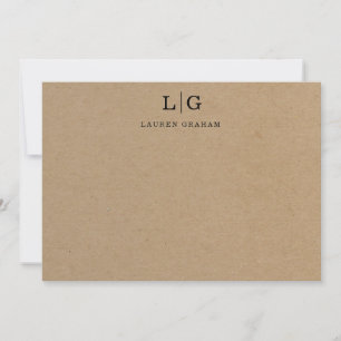 Carte De Correspondance Monogramme papier Kraft initial