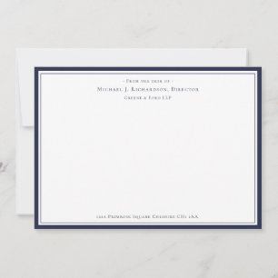 Carte De Correspondance Monogramme professionnel bleu marine du bureau de
