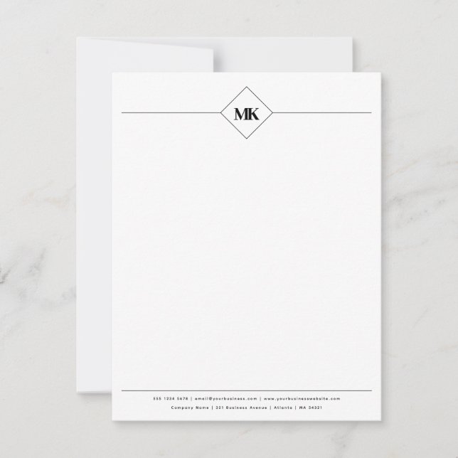 Carte De Correspondance Monogramme professionnel personnalisé (Devant)
