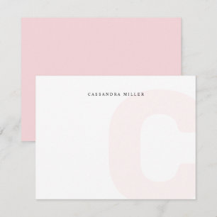 Carte De Correspondance Monogramme rose pâle Nom complet de l'Arrière - pl