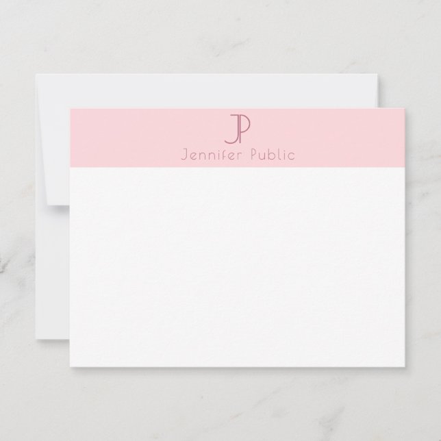 Carte De Correspondance Monogramme rose tendance Élégant Design simple (Devant)
