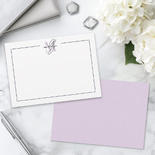Carte De Correspondance Monogramme Simple de Nom Minimaliste Violet