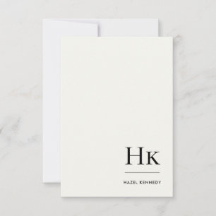 Carte De Correspondance Monogramme Simple Élégant Minimaliste Ivoire