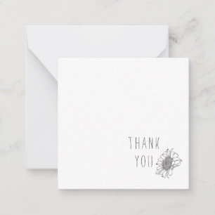 Carte De Correspondance Monogramme simple Merci de tournesol blanc