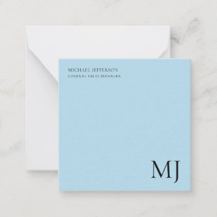 Carte De Correspondance Monogramme simple tendance affaires bleu