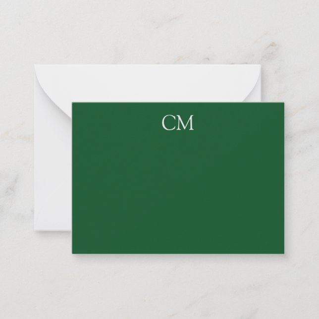Carte De Correspondance monogramme simple vert foncé (Devant)