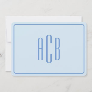 Carte De Correspondance Monogramme trois lettres bordure bleu barbeau