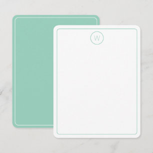 Carte De Correspondance Monogramme Turquoise clair simple et blanc