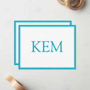 Carte De Correspondance Monogramme Turquoise Minimaliste Moderne