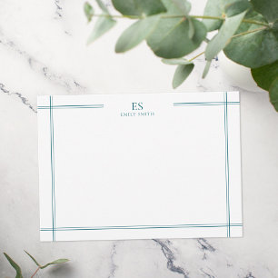Carte De Correspondance Monogramme Turquoise moderne