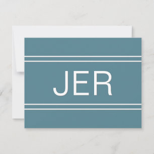 Carte De Correspondance Monogramme Turquoise Nom personnalisé Initiale
