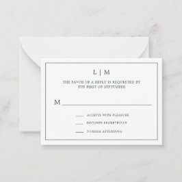 Carte De Correspondance Monogramme vert de forêt simple mini mariage RSVP