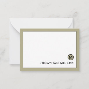Carte De Correspondance Monogramme vert minimaliste de surface moderne