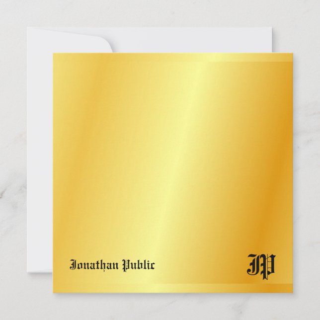 Carte De Correspondance Monographie manuscrite Gold Look personnalisée (Devant)