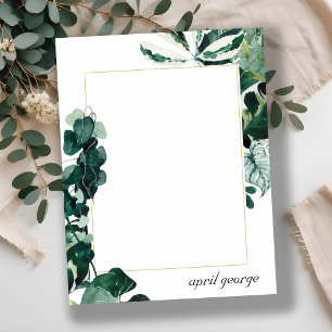CARTE DE CORRESPONDANCE MONSTERA TROPICALE MODERNE FOLIAGE VERT FRAME