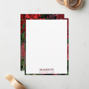 Carte De Correspondance Moody Florals Noir & Bourgogne Vintage Monogramme