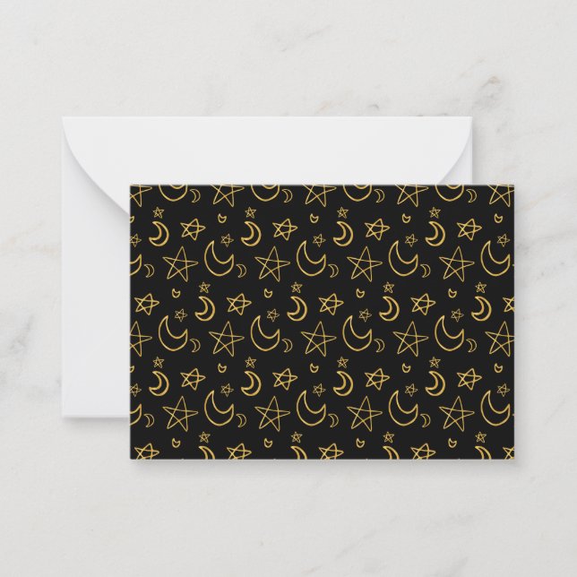 Carte De Correspondance Moons et étoiles Motif or (Devant)