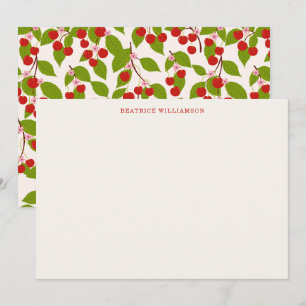 Carte De Correspondance Motif aquarelle de cerise mignonne personnalisé
