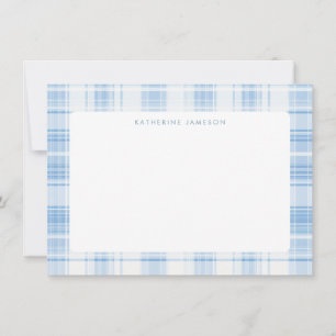 Carte De Correspondance Motif carreau côtier bleu monogramme