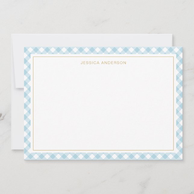 Carte De Correspondance Motif chic bleu clair En vichy (Devant)
