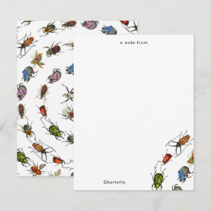 Carte De Correspondance Motif coloré de bugs et de coléoptères Vintages