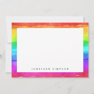 Carte De Correspondance Motif de bande arc-en-ciel aquarelle