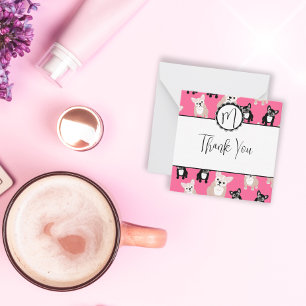 Carte De Correspondance Motif de Bulldog français rose mou