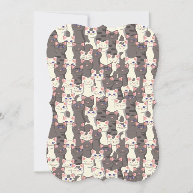 Carte De Correspondance Motif de chats blancs et gris (Devant)